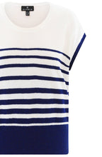 Navy Textured Knit Cap Sleeve Top