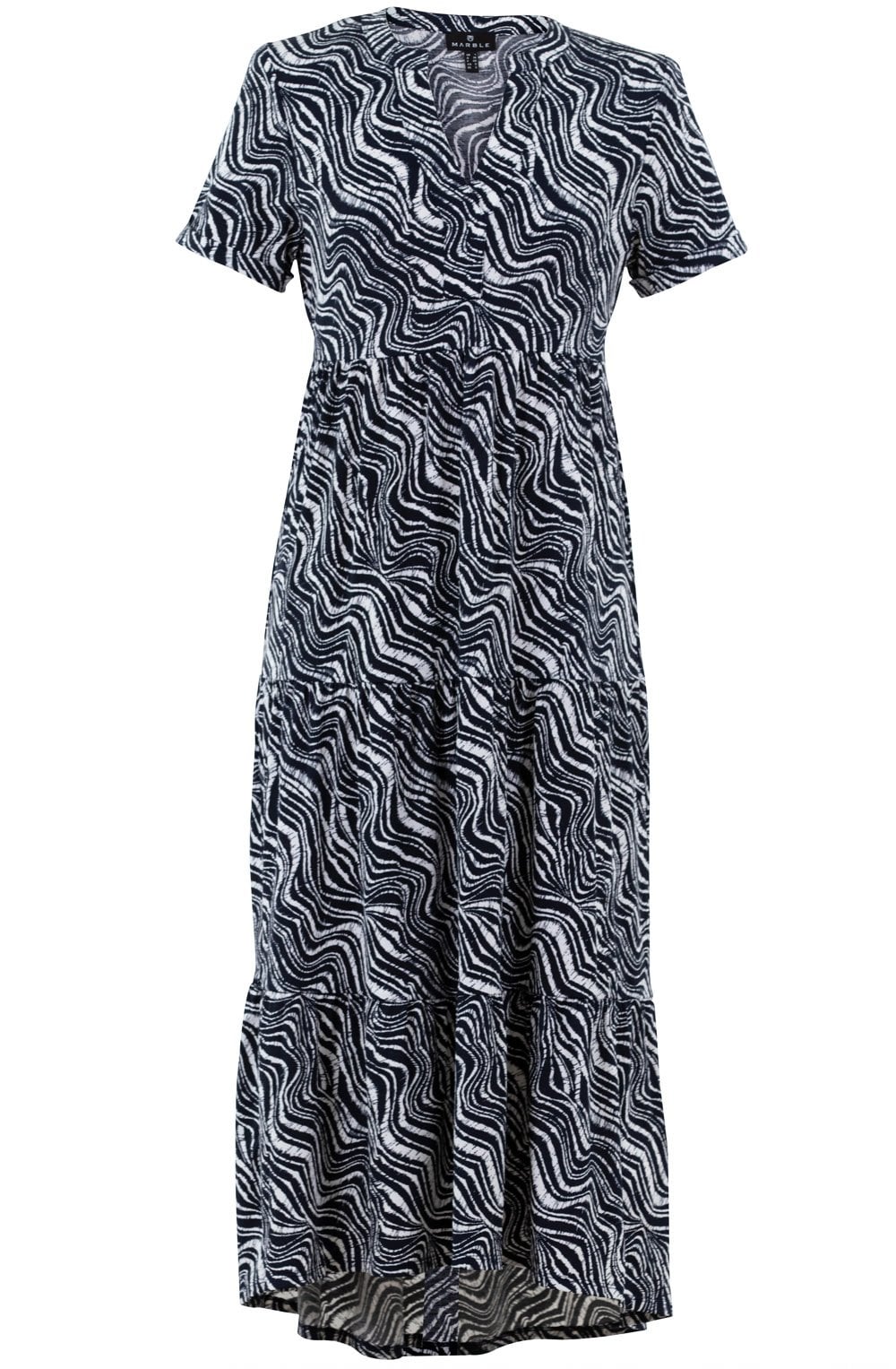 Navy Tiered Midi Dress