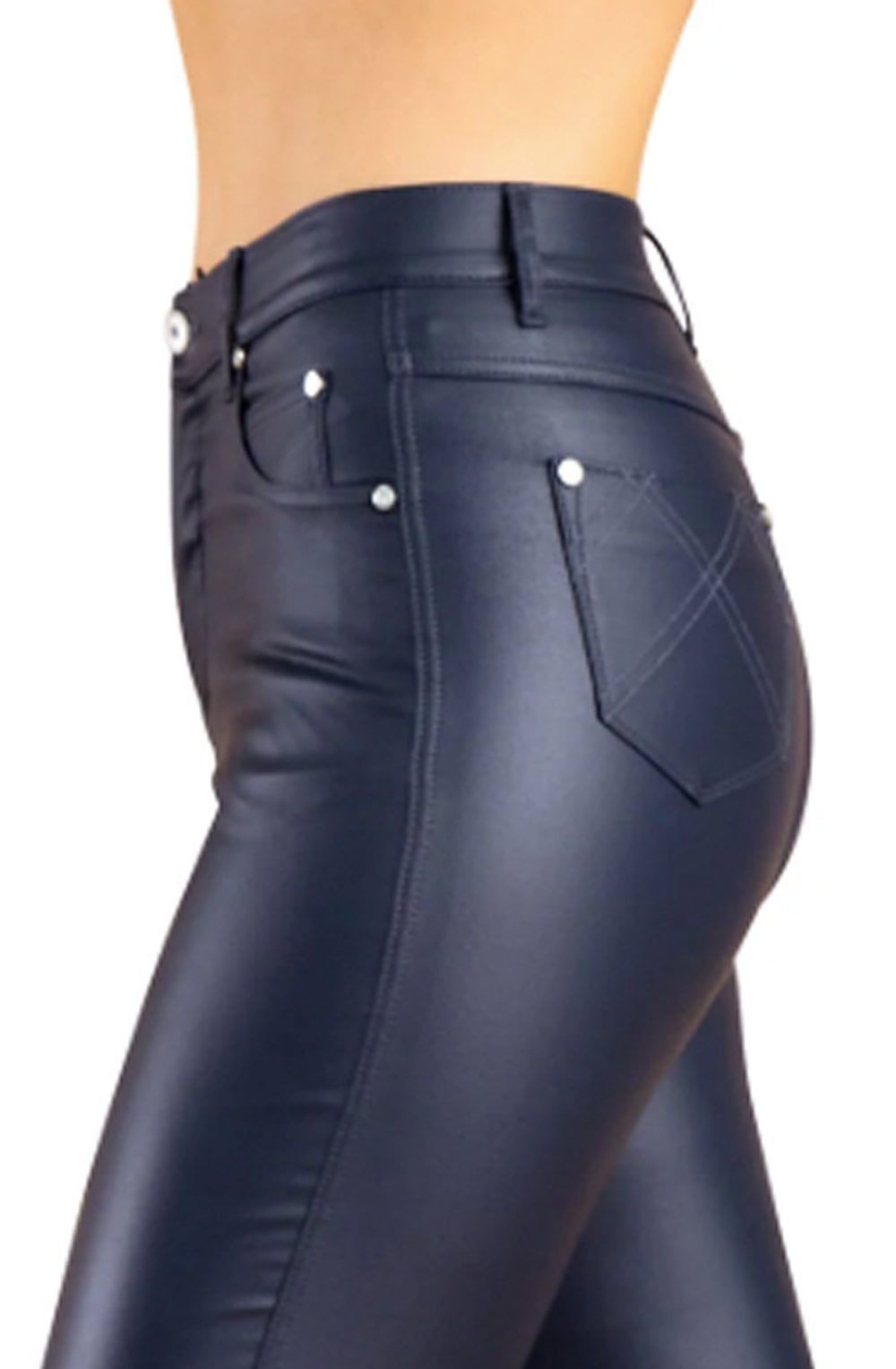 Navy Wet Look Jeans