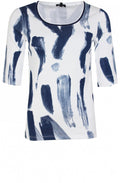 Navy & White Bold Print T Shirt