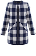 Navy & White Check Cardigan