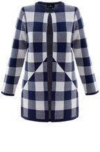 Navy & White Check Cardigan