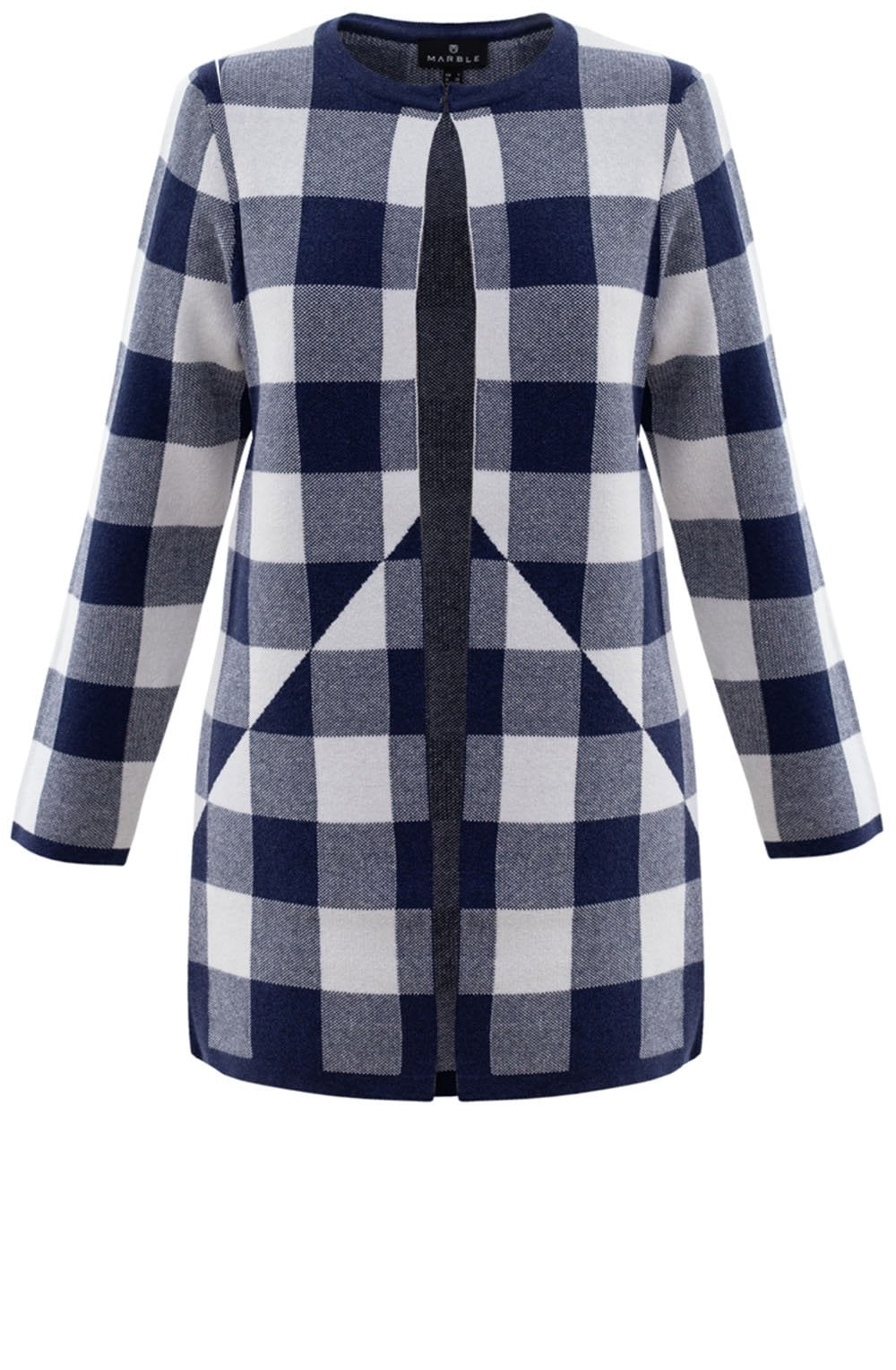 Navy & White Check Cardigan
