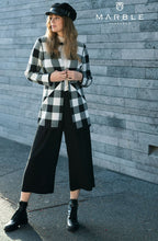 Navy & White Check Cardigan