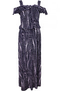 Navy & White Check Maxi Dress