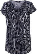 Navy & White Cowl Neck Top