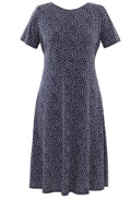 Navy & White Patterned Dress