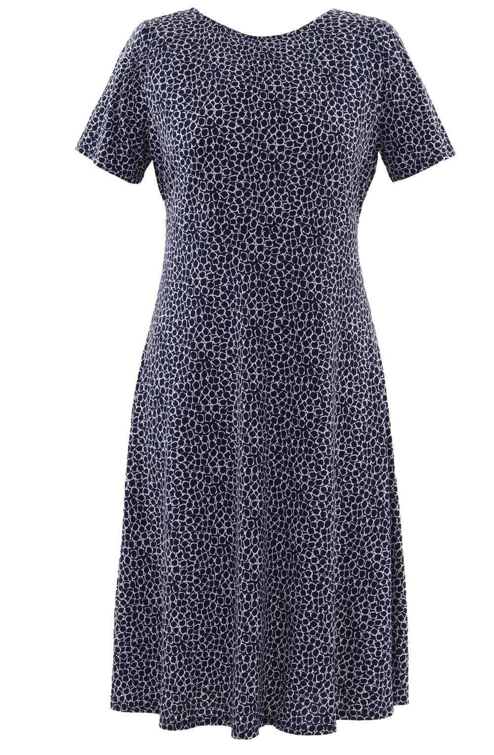 Navy & White Patterned Dress