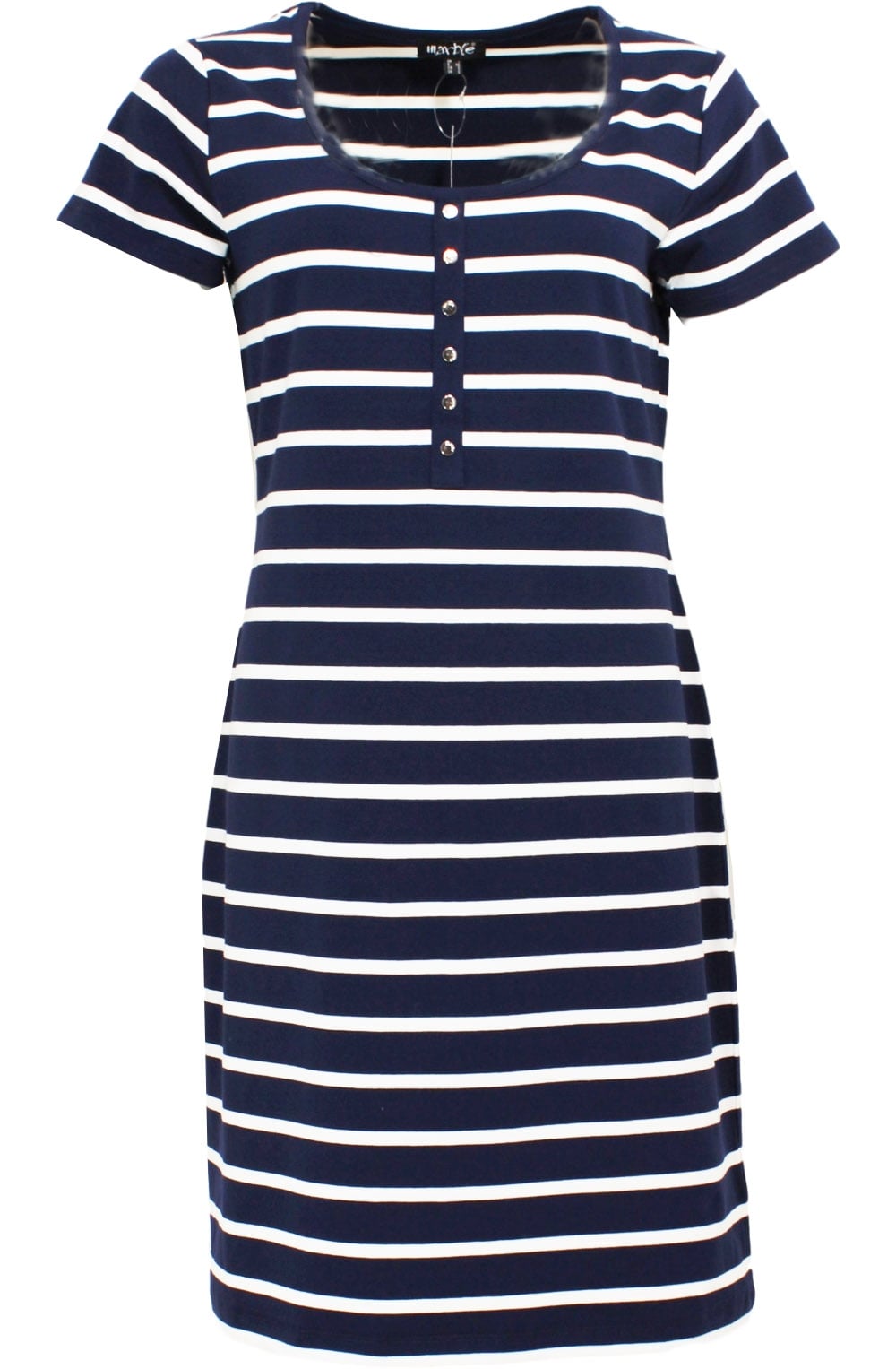 Navy & White Stripe Midi Dress