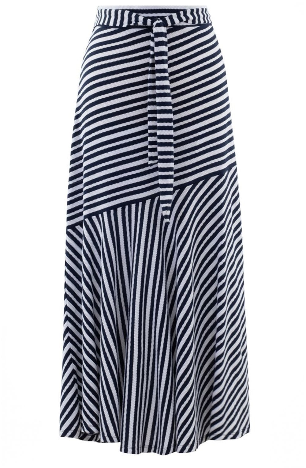 Navy & White Striped Skirt
