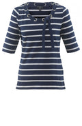Navy & White Striped Top