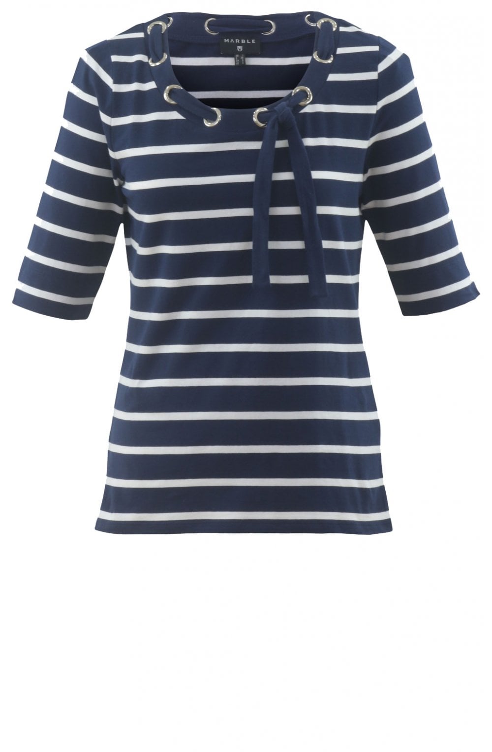 Navy & White Striped Top