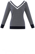 Navy Wide V Neck Sweater