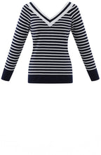 Navy Wide V Neck Sweater