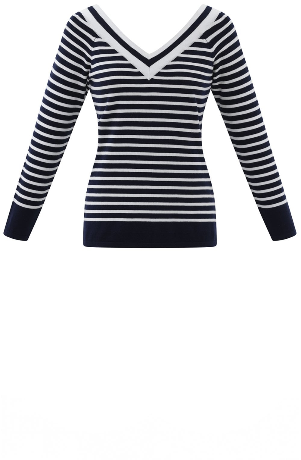 Navy Wide V Neck Sweater
