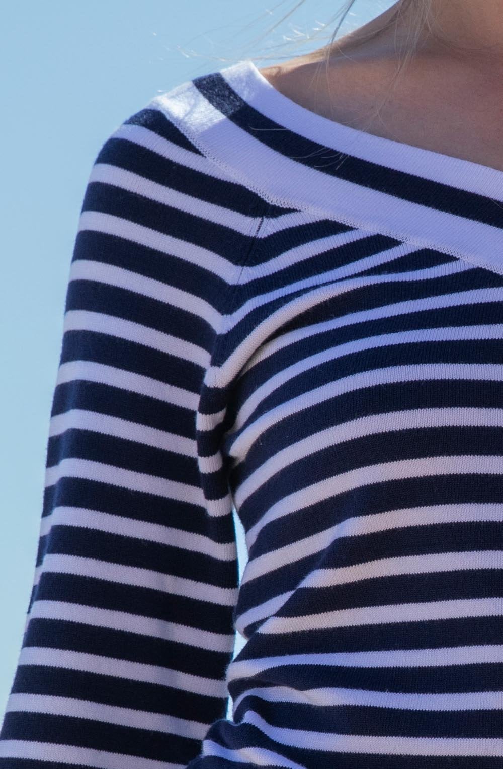 Navy Wide V Neck Sweater
