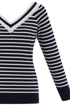 Navy Wide V Neck Sweater