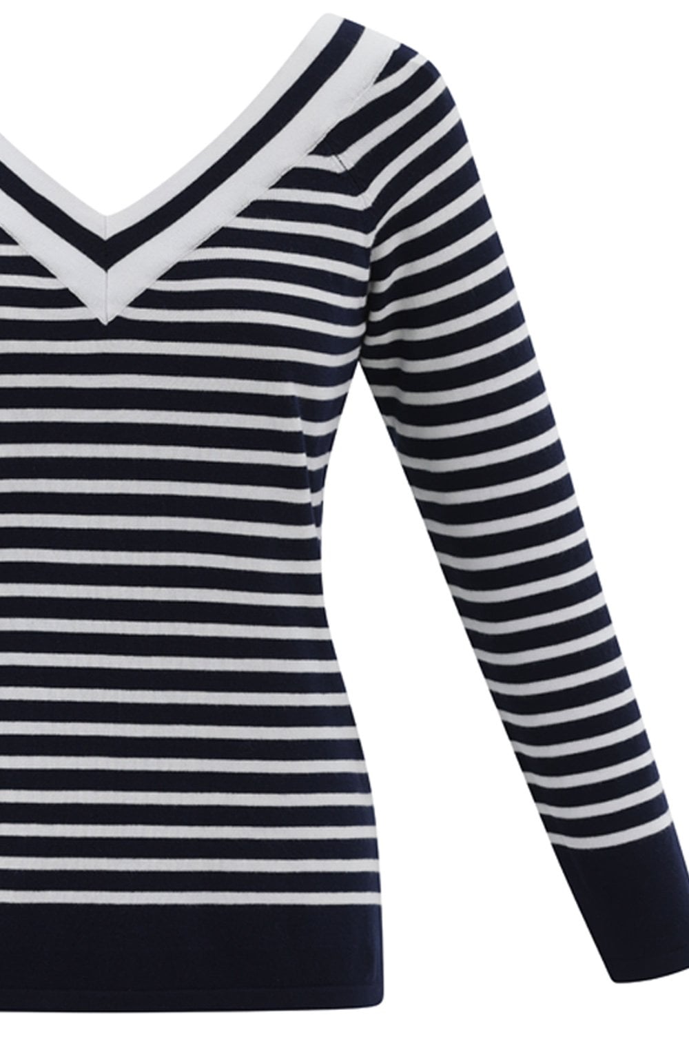 Navy Wide V Neck Sweater