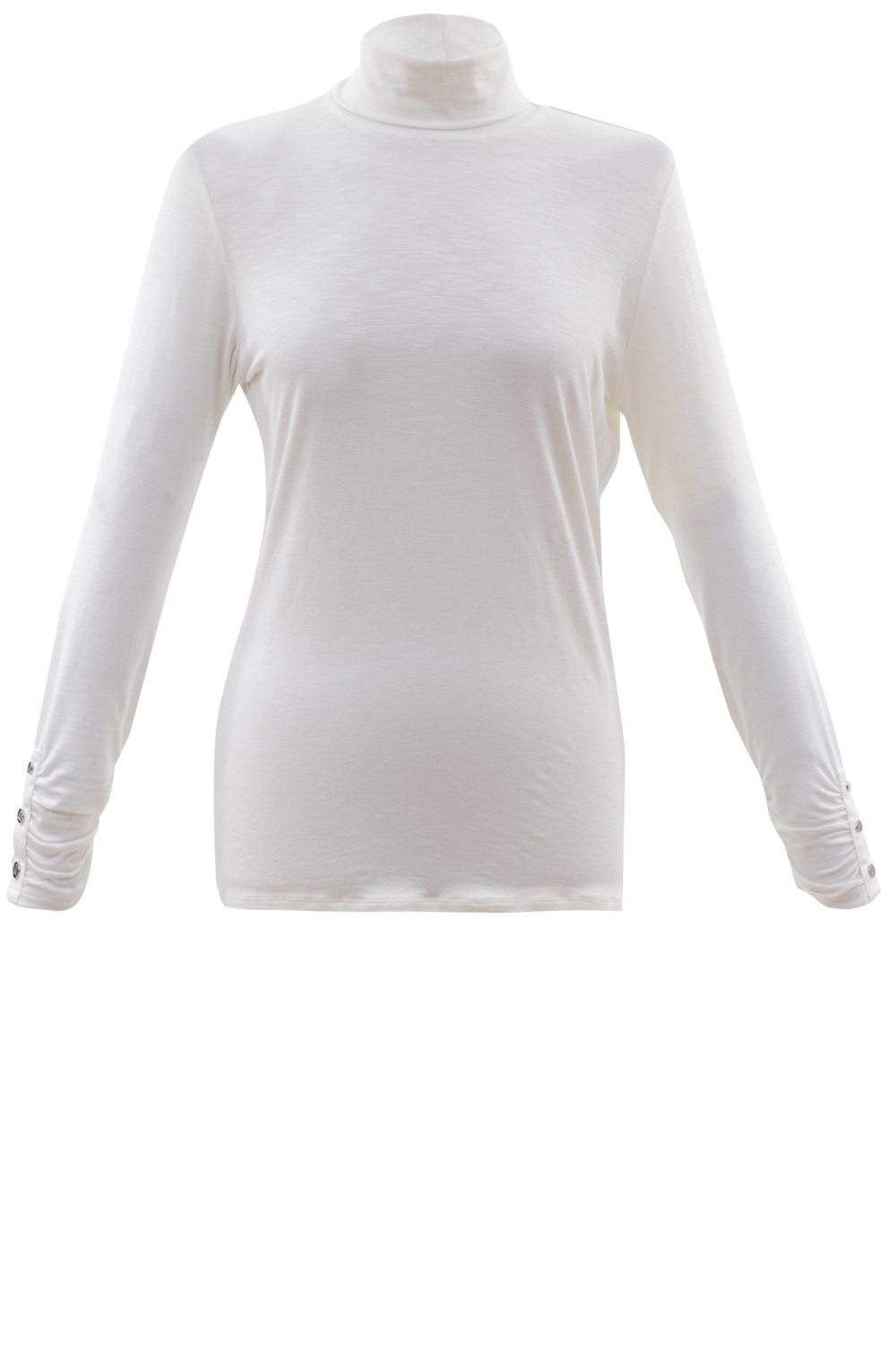 Off White Jersey Polo Neck Top