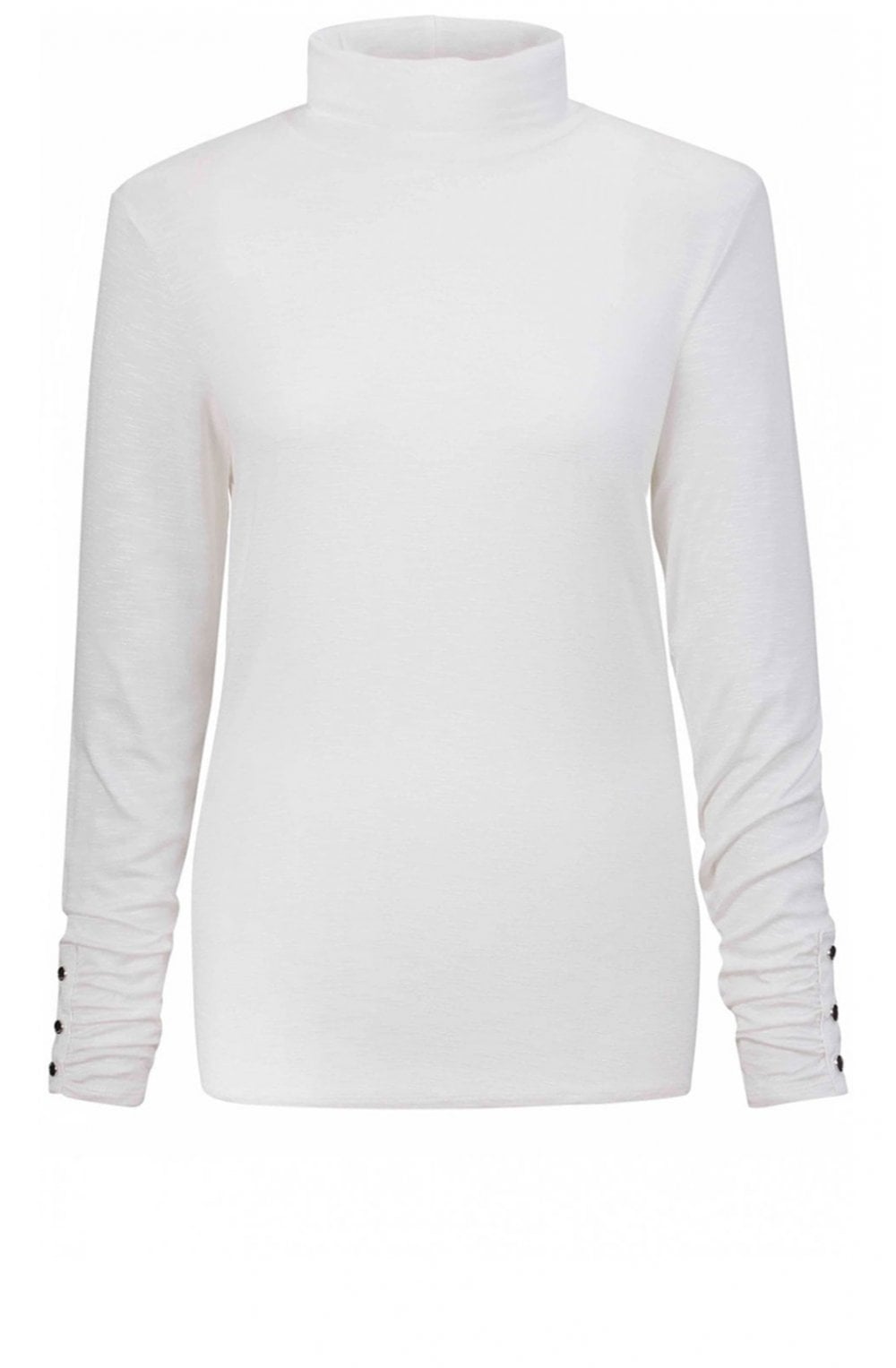 Off White Jersey Roll Neck Top