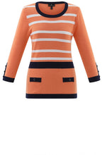 Orange and Navy Faux Pocket Sweater