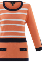 Orange and Navy Faux Pocket Sweater