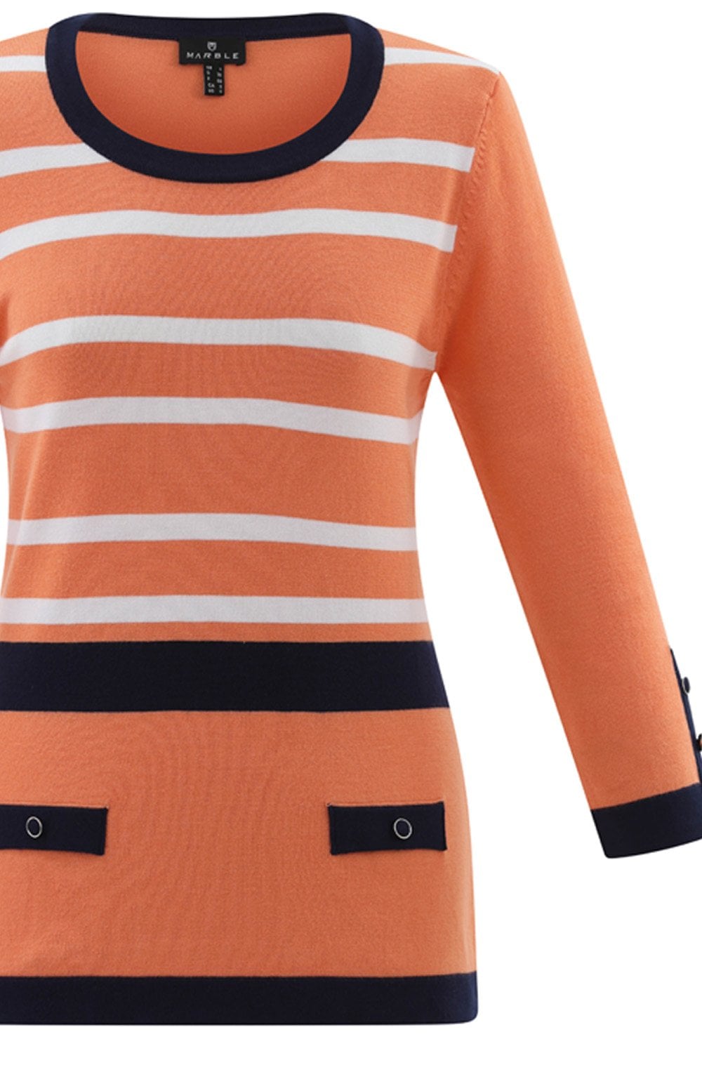 Orange and Navy Faux Pocket Sweater