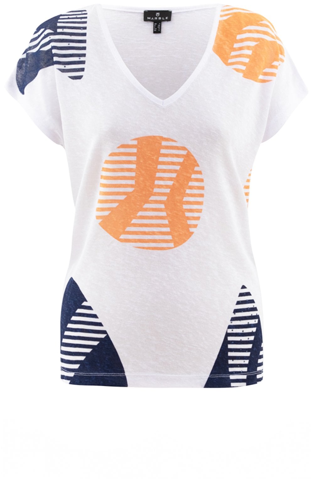 Orange And Navy Fine Knit Top