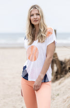 Orange And Navy Fine Knit Top