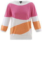 Orange and Pink Abstract Stripe Relaxed Jumper