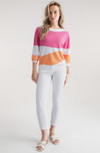 Orange and Pink Abstract Stripe Relaxed Jumper