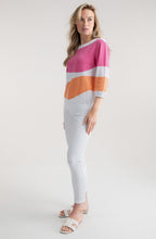 Orange and Pink Abstract Stripe Relaxed Jumper