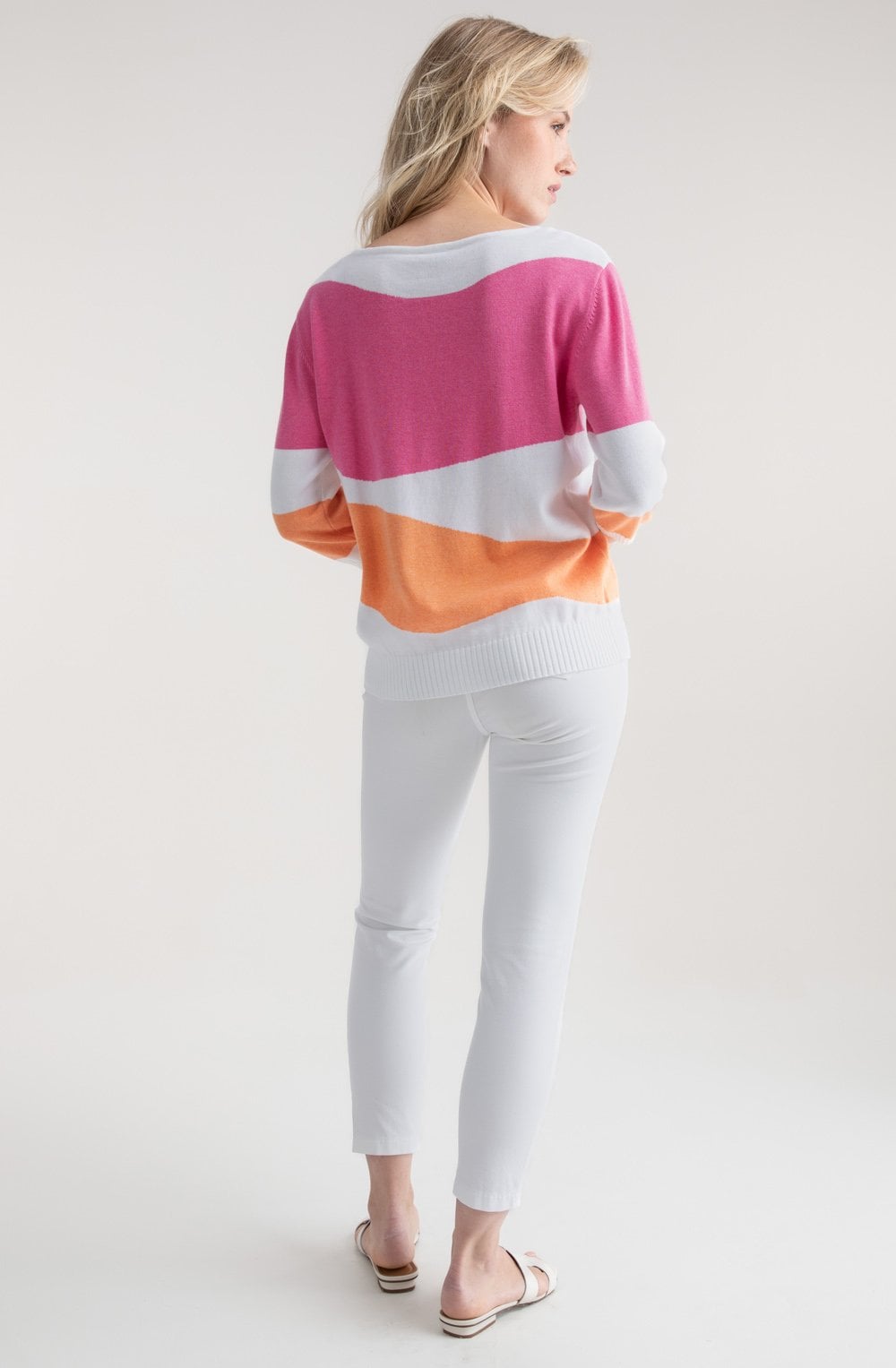 Orange and Pink Abstract Stripe Relaxed Jumper