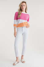 Orange and Pink Abstract Stripe Relaxed Jumper
