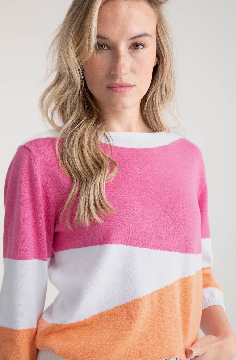Orange and Pink Abstract Stripe Relaxed Jumper