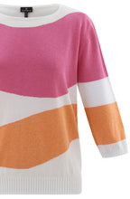 Orange and Pink Abstract Stripe Relaxed Jumper