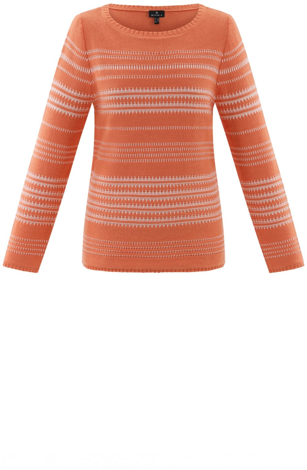 Orange and White Patterned Stitch Jumper