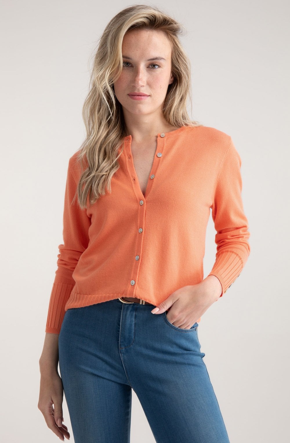 Orange Fine Knit Cardigan
