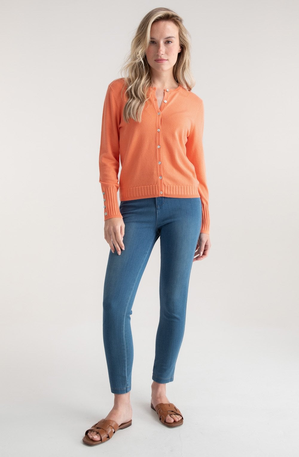 Orange Fine Knit Cardigan