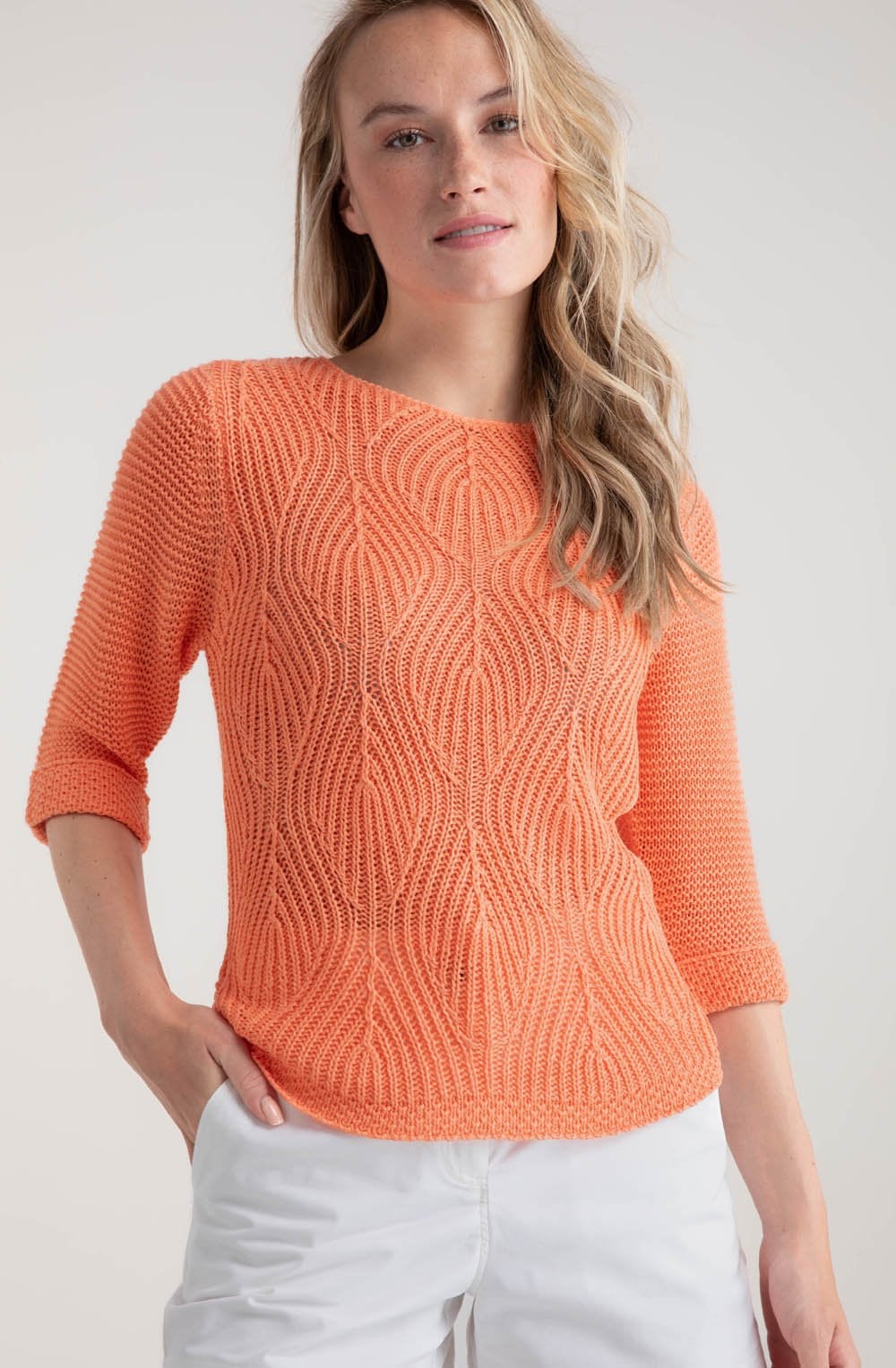 Orange Open Knit Pullover