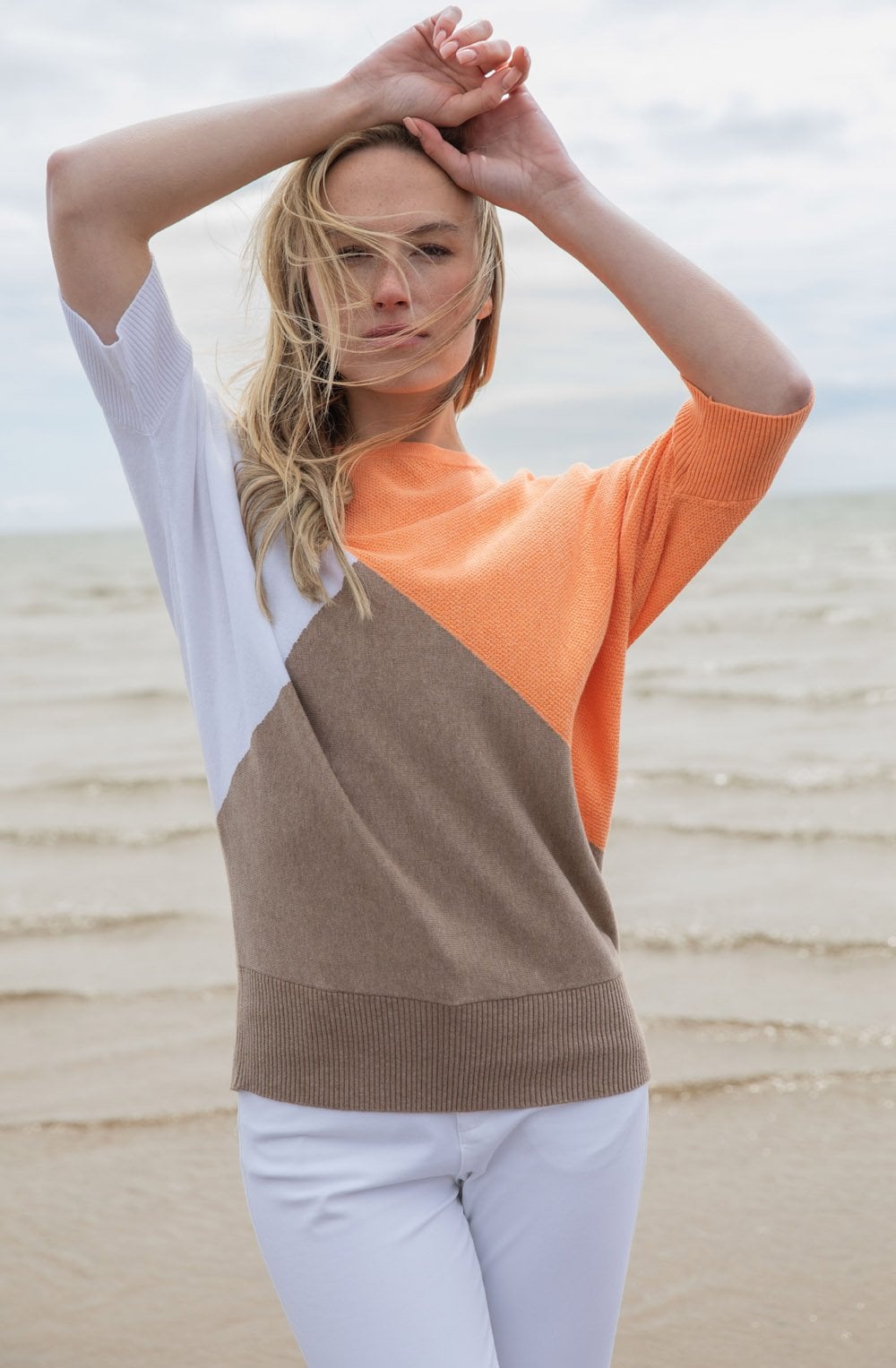 Orange Oversized Batwing Short Sleeve Jumper
