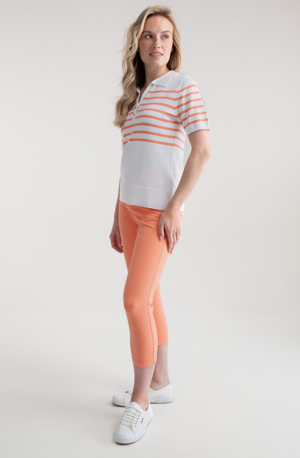 Orange Short Sleeved Collared Jumper