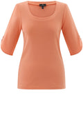 Orange Silver Button Sleeve T Shirt
