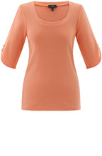 Orange Silver Button Sleeve T Shirt