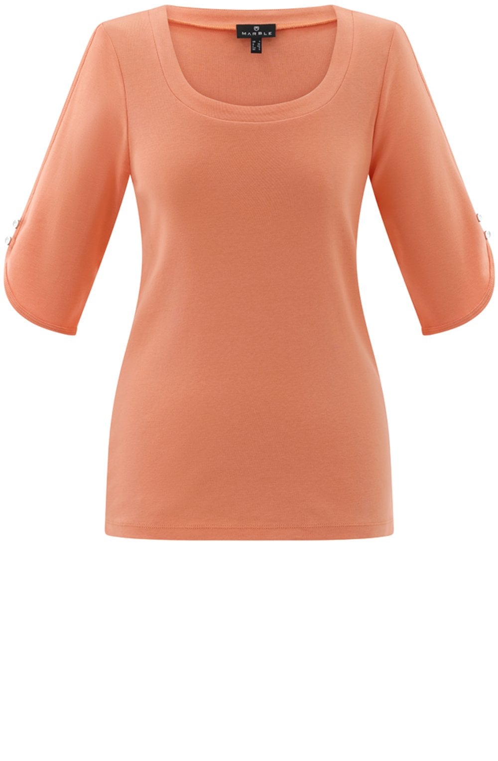 Orange Silver Button Sleeve T Shirt