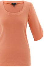 Orange Silver Button Sleeve T Shirt