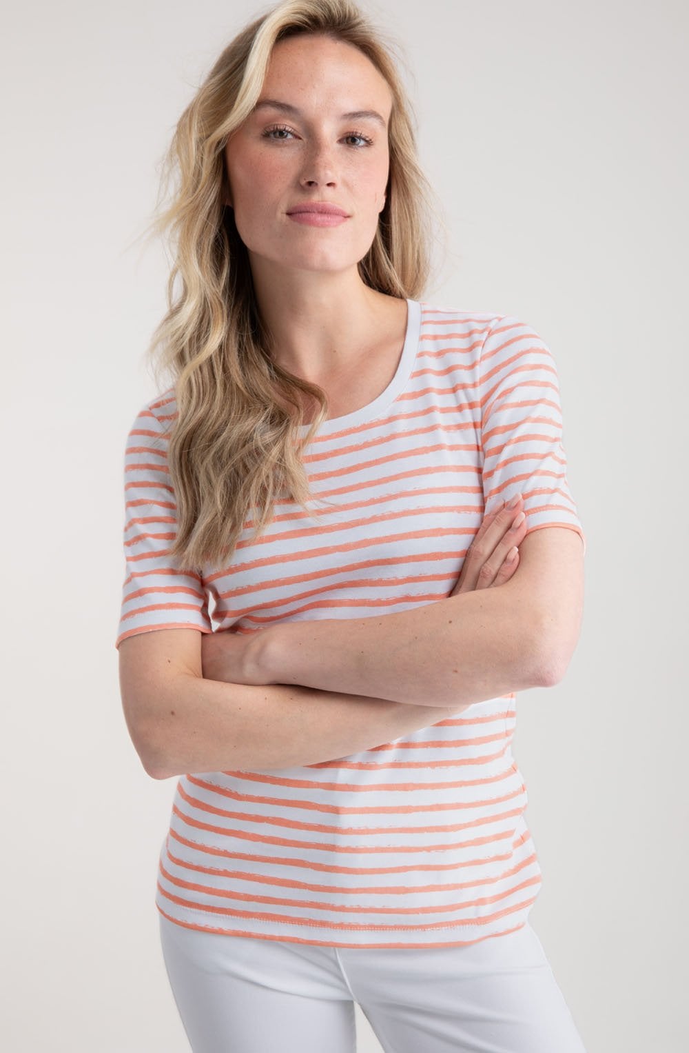 Orange Striped Classic T Shirt