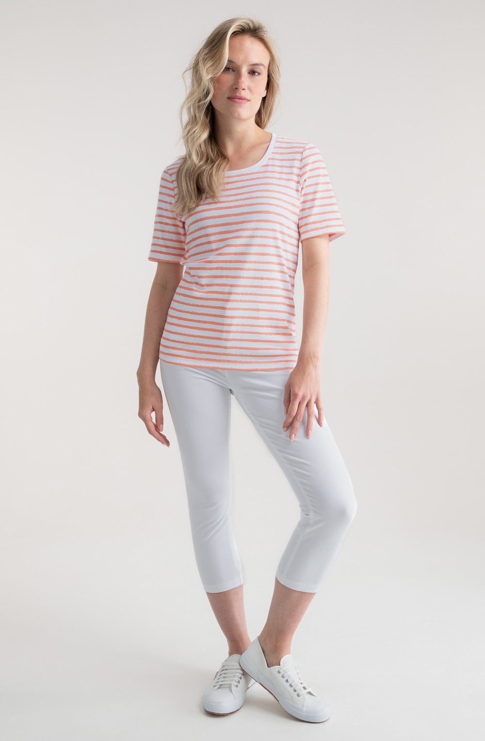 Orange Striped Classic T Shirt
