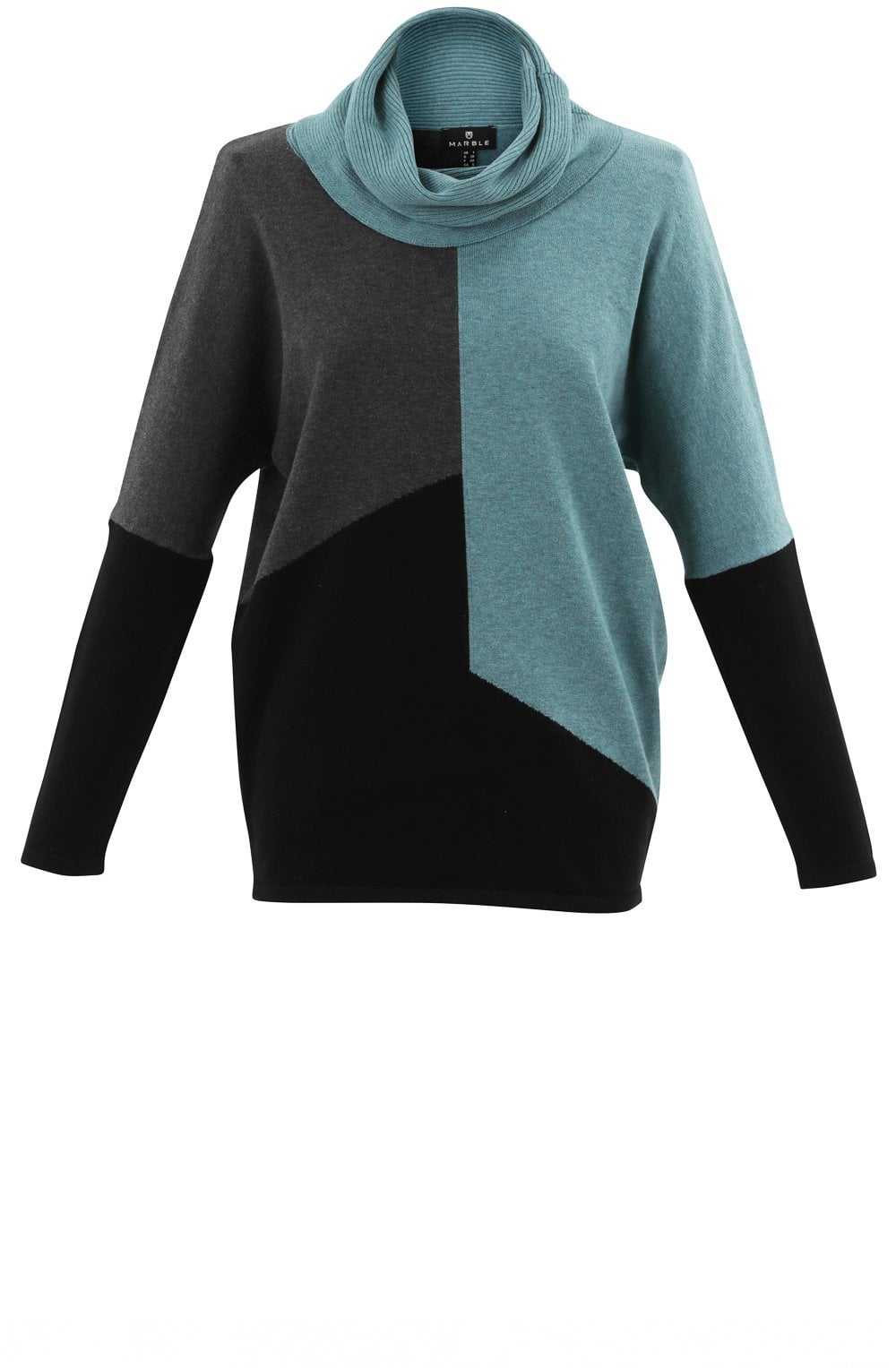 Oversized Turquoise Block Design Jumper
