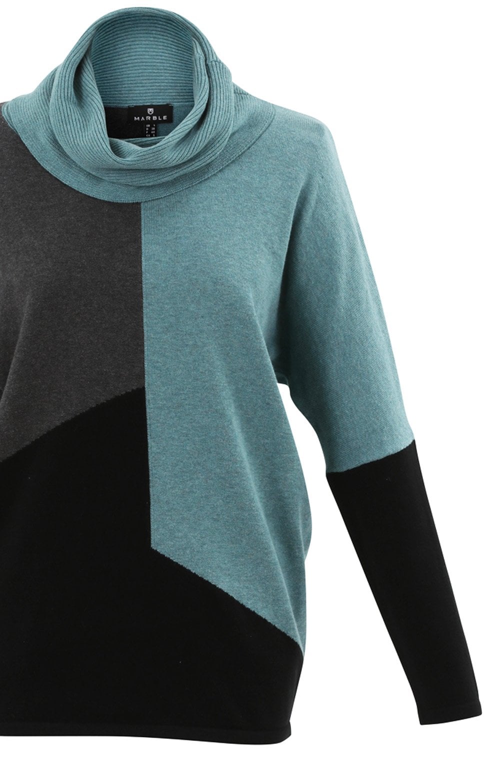 Oversized Turquoise Block Design Jumper